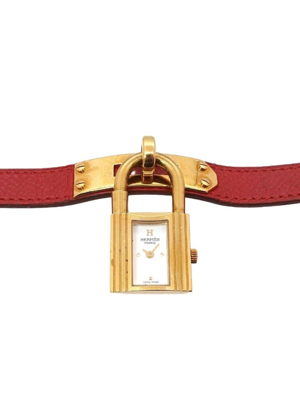 Hermes Kelly Watch Vintage White Red Quartz
